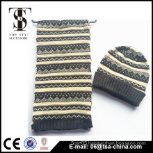 wholesale high quality warm hand knitted scarf and hat